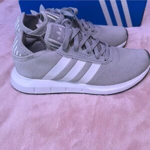adidas Light Gray Athletic Sneakers with White Stripes